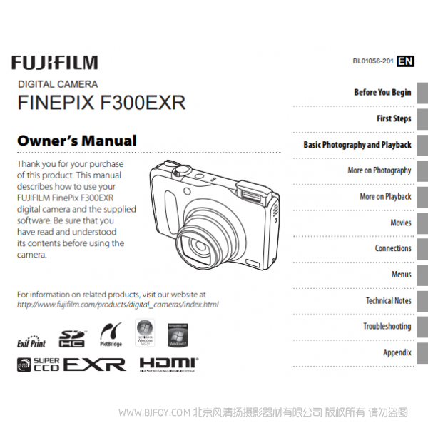 富士F300EXR 數(shù)碼照相機(jī) owner manual Fujifilm 北京風(fēng)清揚(yáng)攝影器材有限公司 關(guān)于這款產(chǎn)品的說(shuō)明書(shū)下載鏈接 說(shuō)明書(shū)下載 使用手冊(cè) pdf 免費(fèi) 操作指南 如何使用 快速上手